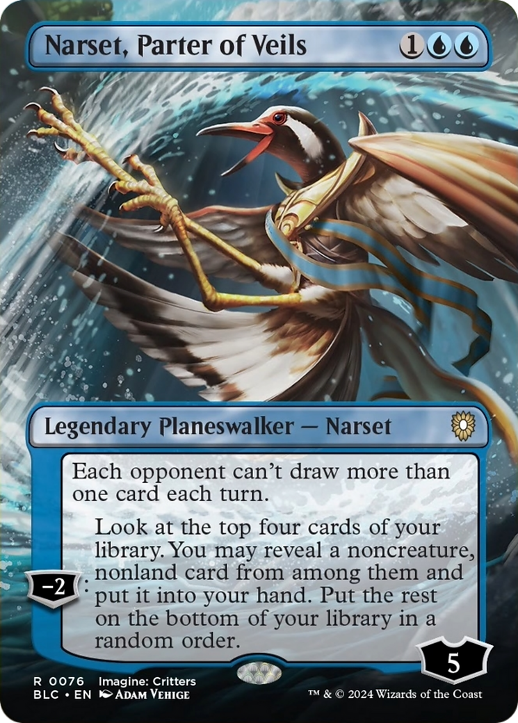 Narset, Parter of Veils (Borderless) [Bloomburrow Commander] | Shuffle n Cut Hobbies & Games