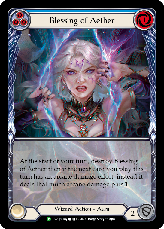 Blessing of Aether (Blue) [LGS118] (Promo)  Rainbow Foil | Shuffle n Cut Hobbies & Games