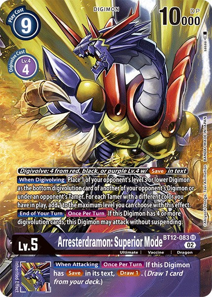 Arresterdramon: Superior Mode [BT12-083] (Alternate Art) [Across Time] | Shuffle n Cut Hobbies & Games