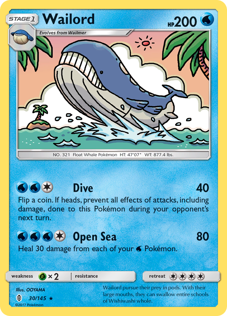 Wailord (30/145) [Sun & Moon: Guardians Rising] | Shuffle n Cut Hobbies & Games