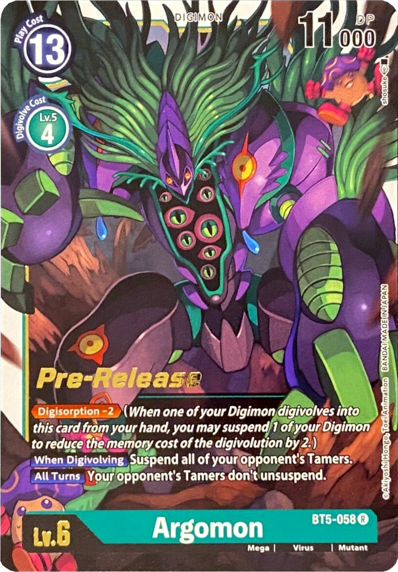 Argomon [BT5-058] [Battle of Omni Pre-Release Promos] | Shuffle n Cut Hobbies & Games