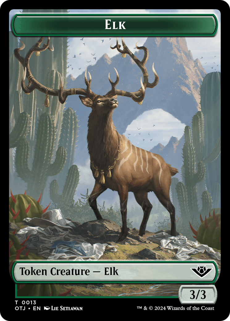 Treasure // Elk Double-Sided Token [Outlaws of Thunder Junction Tokens] | Shuffle n Cut Hobbies & Games