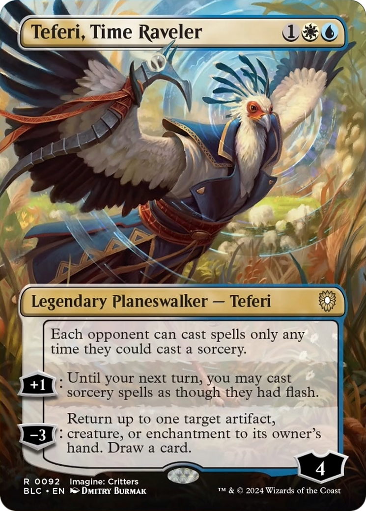 Teferi, Time Raveler (Borderless) [Bloomburrow Commander] | Shuffle n Cut Hobbies & Games