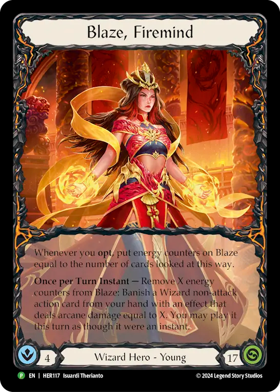 Blaze, Firemind [HER117] (Promo)  Rainbow Foil | Shuffle n Cut Hobbies & Games