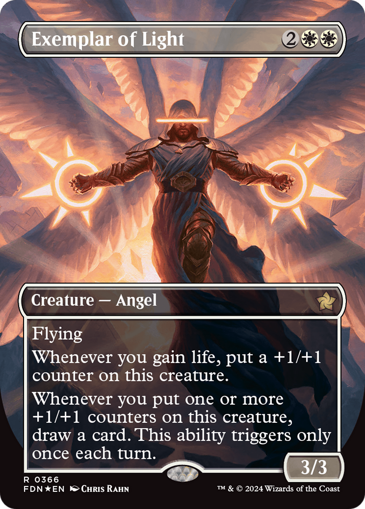 Exemplar of Light (Borderless) (Mana Foil) [Foundations] | Shuffle n Cut Hobbies & Games