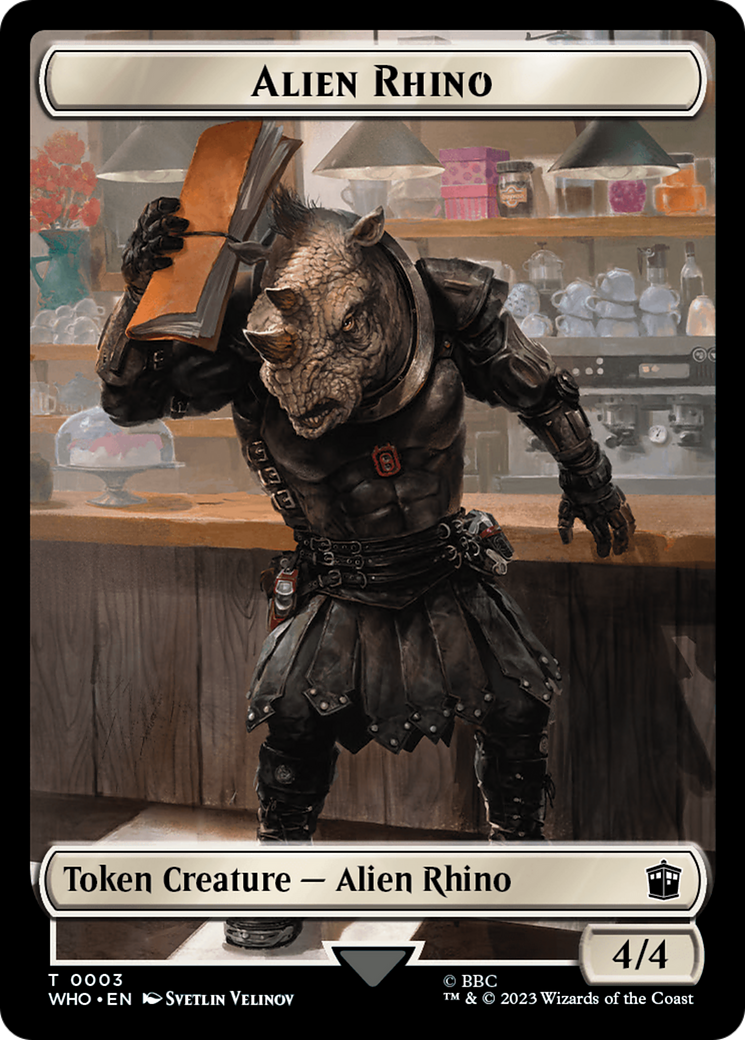 Alien Rhino // Clue (0021) Double-Sided Token [Doctor Who Tokens] | Shuffle n Cut Hobbies & Games