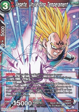 Vegeta, Unyielding Temperament (Power Booster: World Martial Arts Tournament) (P-143) [Promotion Cards] | Shuffle n Cut Hobbies & Games