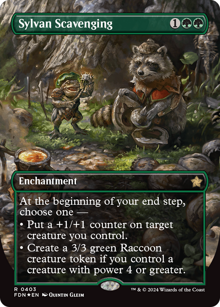 Sylvan Scavenging (Borderless) (Mana Foil) [Foundations] | Shuffle n Cut Hobbies & Games