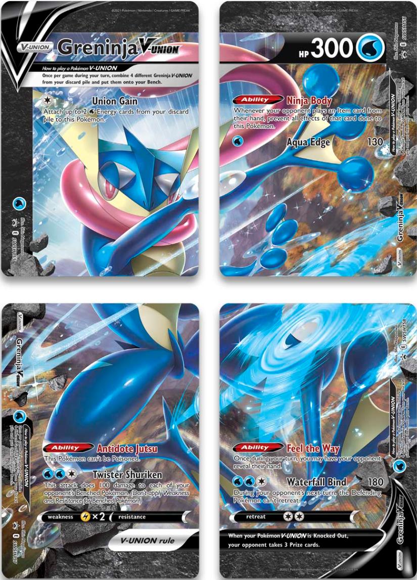 Greninja V-Union (Set of 4) [Sword & Shield: Black Star Promos] | Shuffle n Cut Hobbies & Games