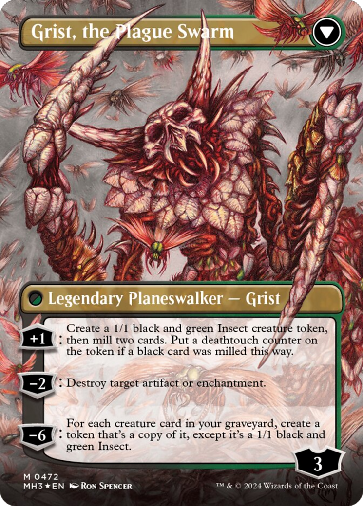 Grist, Voracious Larva // Grist, the Plague Swarm (Borderless) (Textured Foil) [Modern Horizons 3] | Shuffle n Cut Hobbies & Games