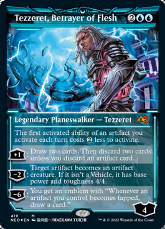 Tezzeret, Betrayer of Flesh (Showcase) (Foil Etched) [Kamigawa: Neon Dynasty] | Shuffle n Cut Hobbies & Games