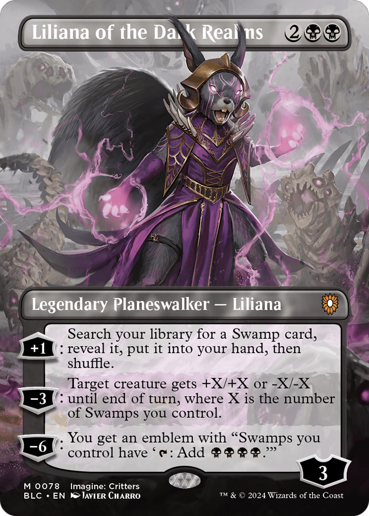 Liliana of the Dark Realms (Borderless) [Bloomburrow Commander] | Shuffle n Cut Hobbies & Games