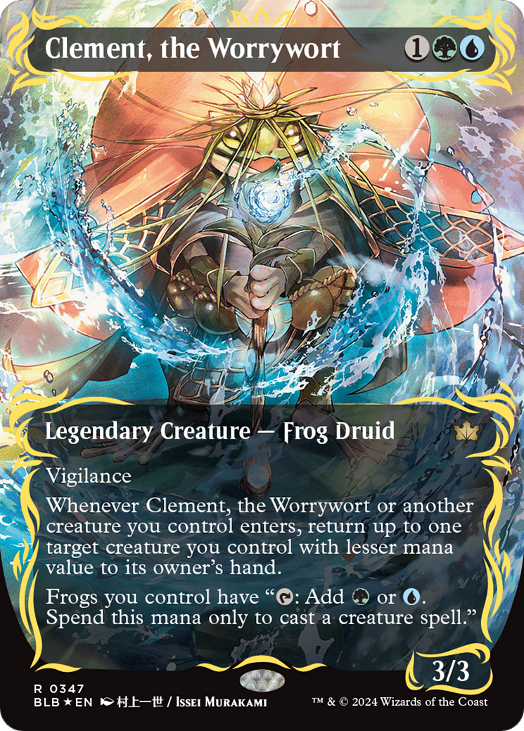 Clement, the Worrywort (Borderless) (Raised Foil) [Bloomburrow] | Shuffle n Cut Hobbies & Games