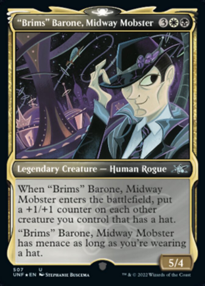 "Brims" Barone, Midway Mobster (Showcase) (Galaxy Foil) [Unfinity] | Shuffle n Cut Hobbies & Games