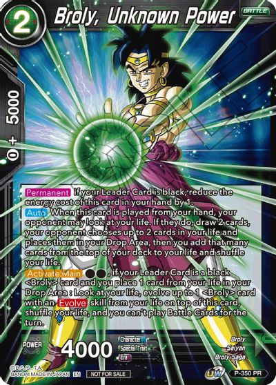 Broly, Unknown Power (P-350) [Tournament Promotion Cards] | Shuffle n Cut Hobbies & Games