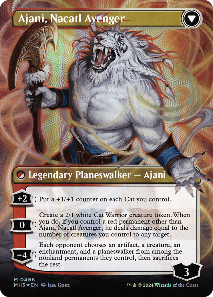 Ajani, Nacatl Pariah // Ajani, Nacatl Avenger (Borderless) (Textured Foil) [Modern Horizons 3] | Shuffle n Cut Hobbies & Games