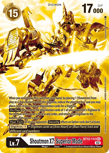 Shoutmon X7: Superior Mode [BT12-112] (Alternate Art - Gold) [Across Time] | Shuffle n Cut Hobbies & Games