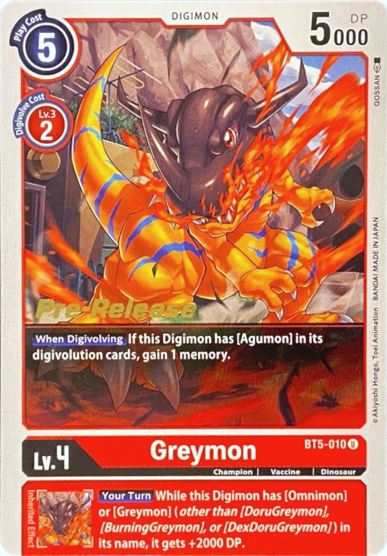 Greymon [BT5-010] [Battle of Omni Pre-Release Promos] | Shuffle n Cut Hobbies & Games