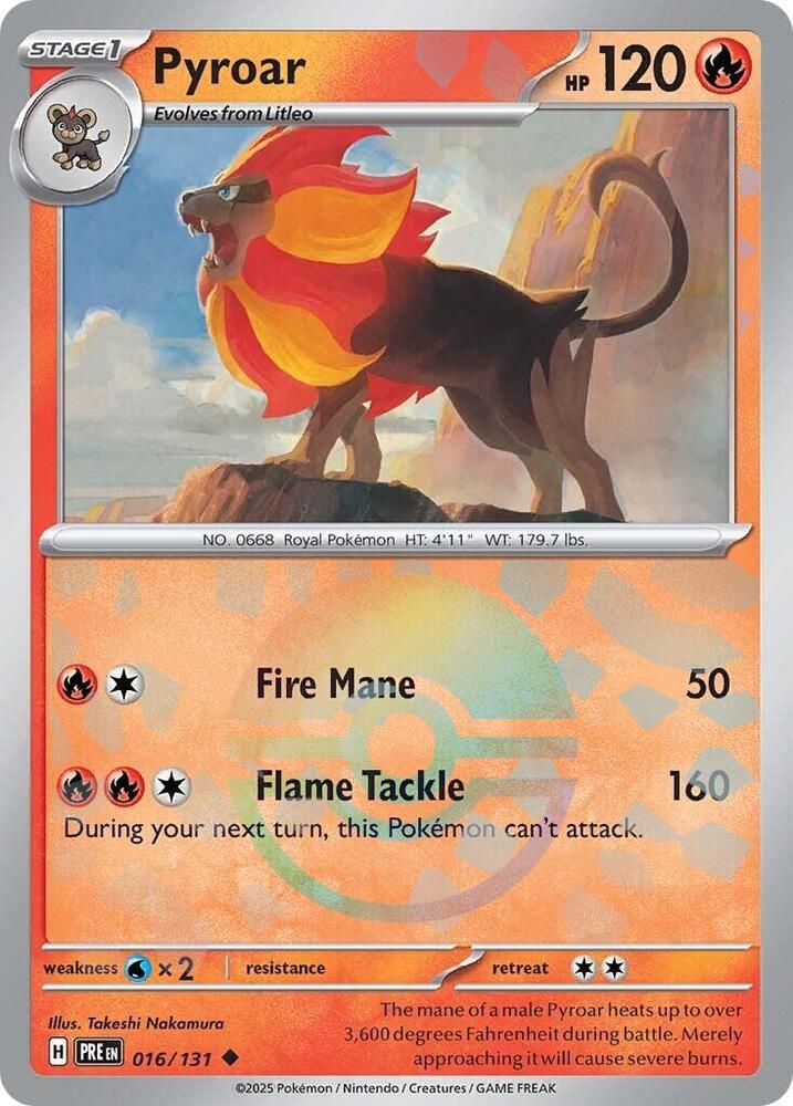 Pyroar (016/131) (Poke Ball Pattern) [Scarlet & Violet: Prismatic Evolutions] | Shuffle n Cut Hobbies & Games