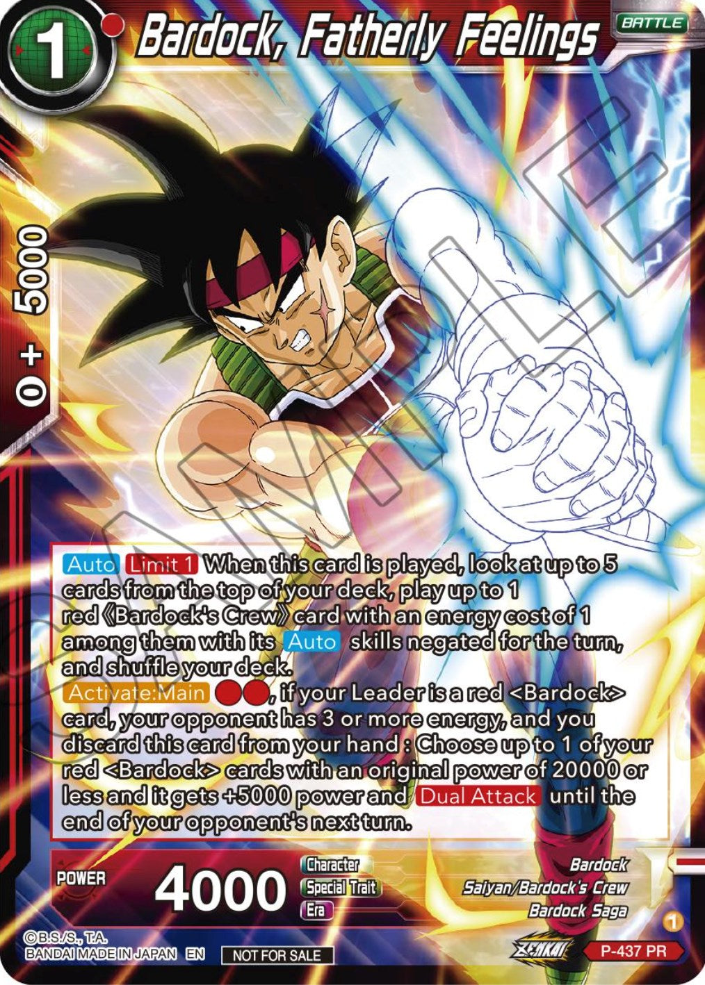 Bardock, Fatherly Feelings (Zenkai Series Tournament Pack Vol.2) (P-437) [Tournament Promotion Cards] | Shuffle n Cut Hobbies & Games