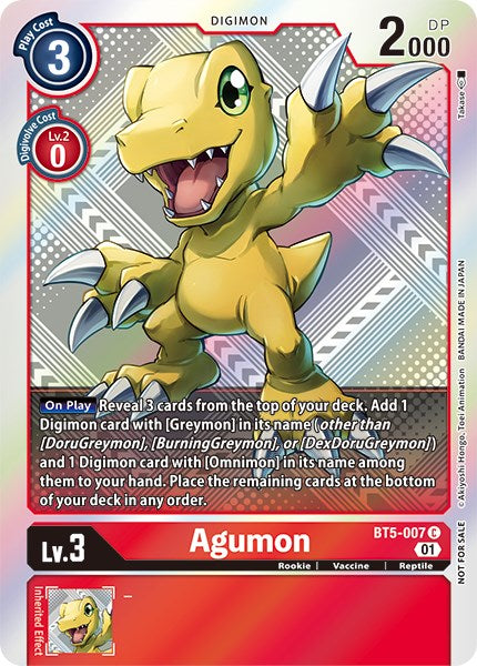 Agumon [BT5-007] (New Awakening Pre-Release Tournament Winner Card) [New Awakening Pre-Release Promos] | Shuffle n Cut Hobbies & Games