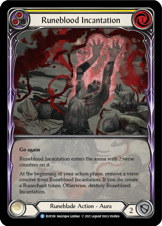 Runeblood Incantation (Yellow) [EVR108] (Everfest)  1st Edition Extended Art Rainbow Foil | Shuffle n Cut Hobbies & Games