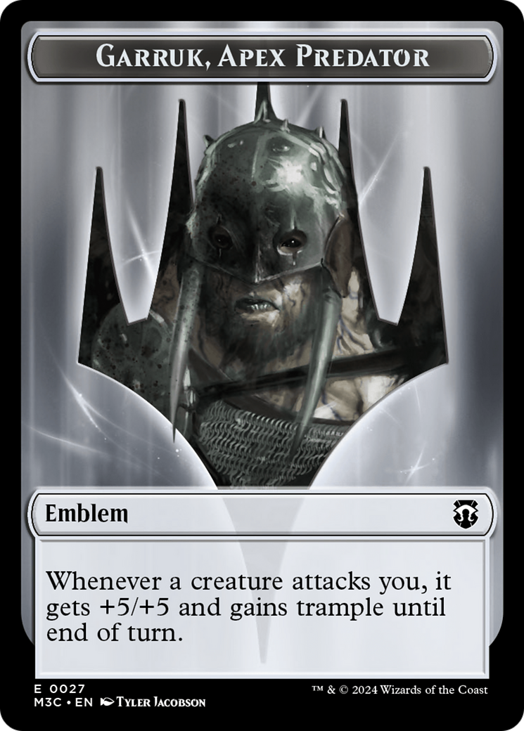 Garruk, Apex Predator Emblem // Saproling Double-Sided Token [Modern Horizons 3 Commander Tokens] | Shuffle n Cut Hobbies & Games