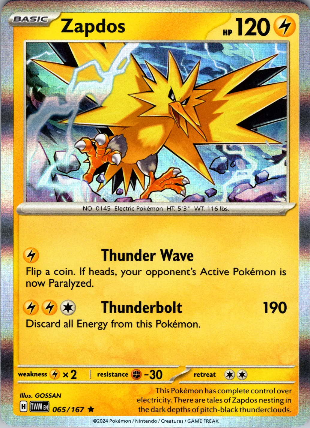 Zapdos (065/167) [Scarlet & Violet: Twilight Masquerade] | Shuffle n Cut Hobbies & Games