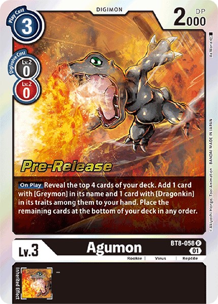 Agumon [BT8-058] [New Awakening Pre-Release Cards] | Shuffle n Cut Hobbies & Games