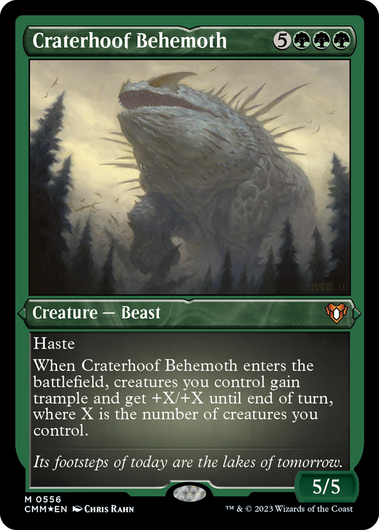 Craterhoof Behemoth (Foil Etched) [Commander Masters] | Shuffle n Cut Hobbies & Games