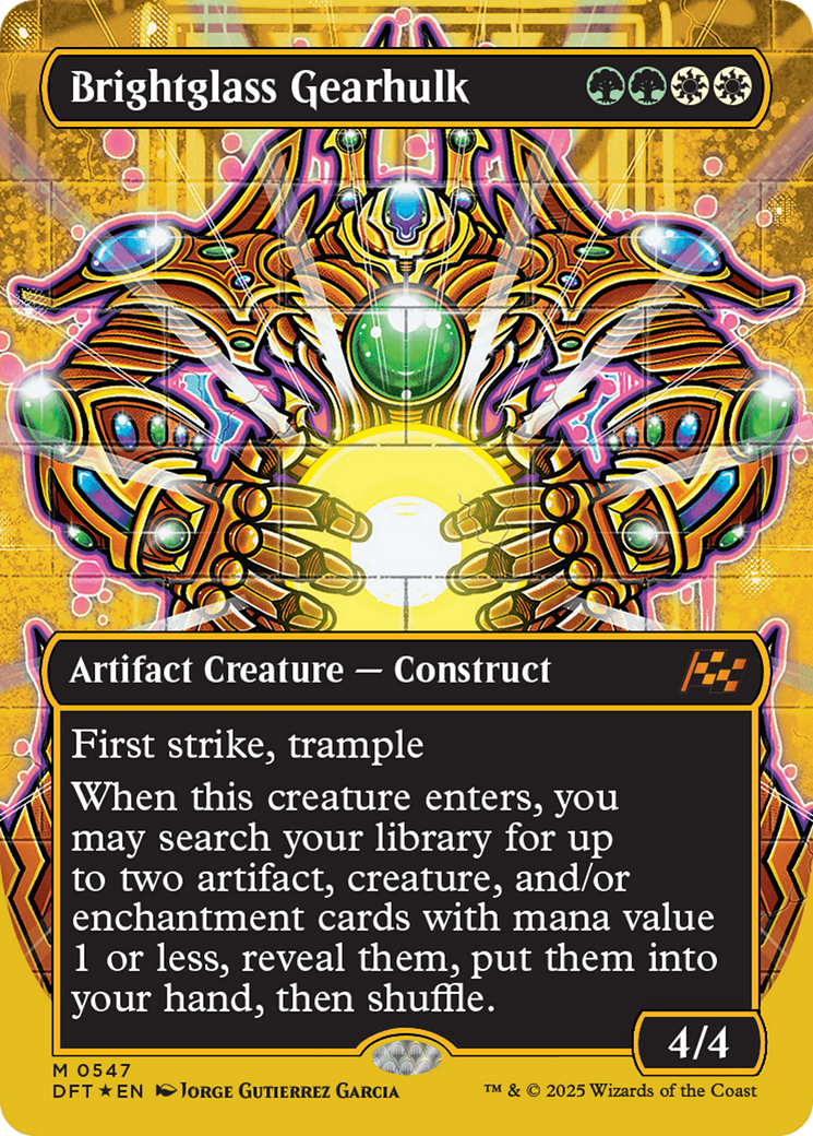 Brightglass Gearhulk (Borderless) (First-Place Foil) [Aetherdrift] | Shuffle n Cut Hobbies & Games