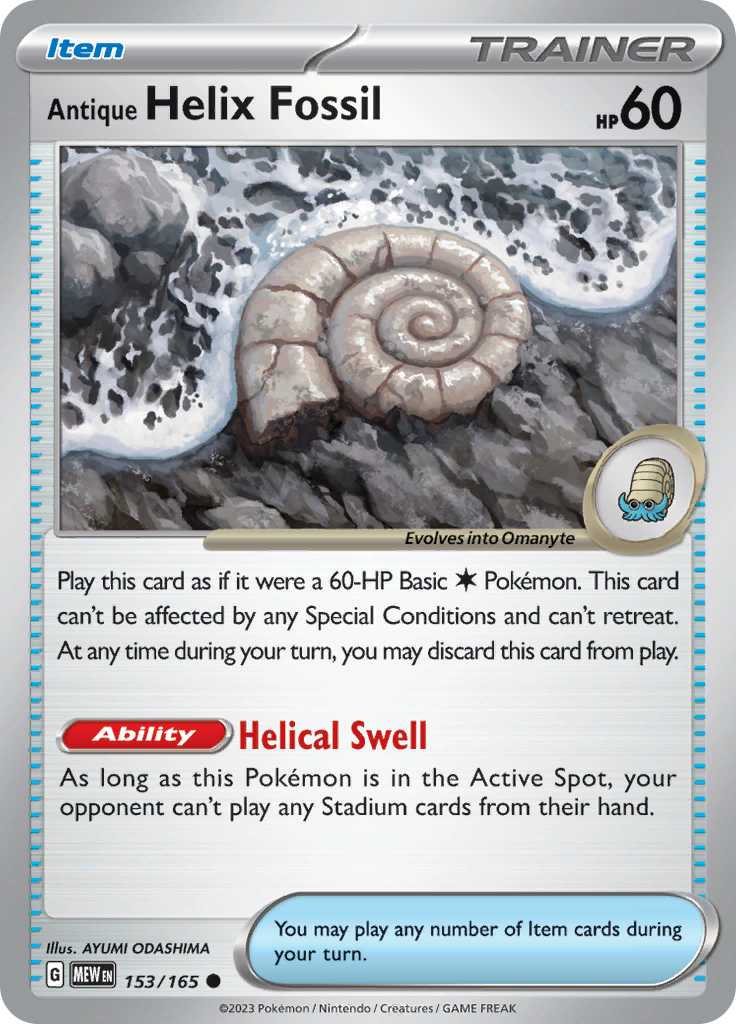 Antique Helix Fossil (153/165) [Scarlet & Violet 151] | Shuffle n Cut Hobbies & Games