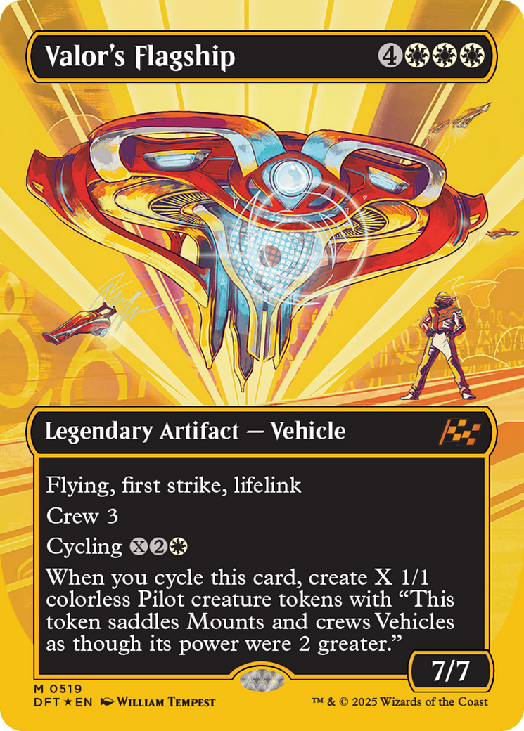 Valor's Flagship (Borderless) (First-Place Foil) [Aetherdrift] | Shuffle n Cut Hobbies & Games