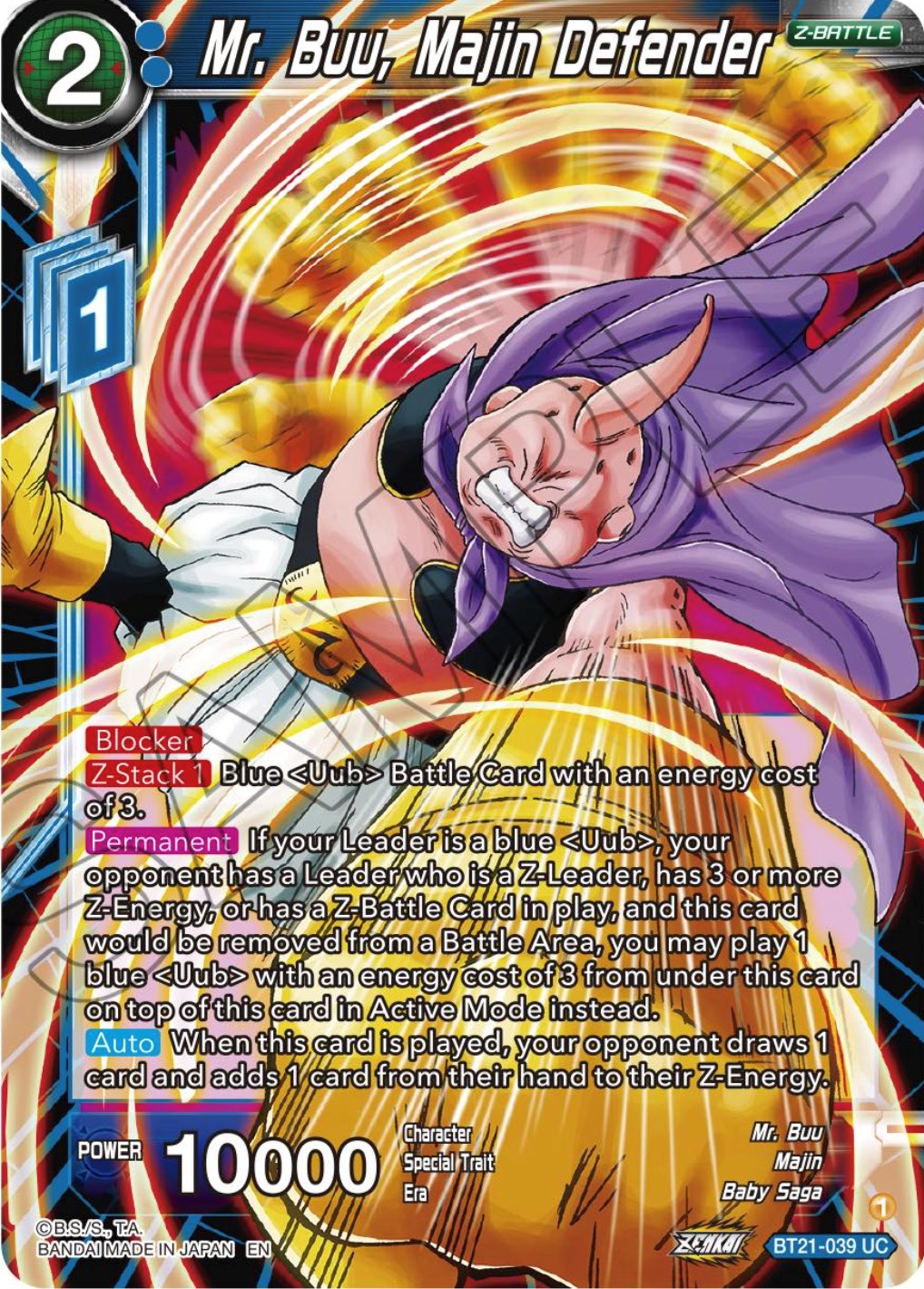 Mr. Buu, Majin Defender (BT21-039) [Wild Resurgence] | Shuffle n Cut Hobbies & Games