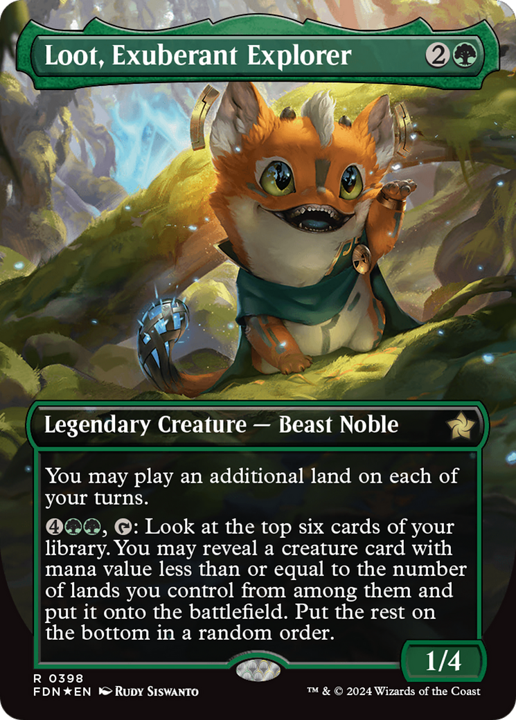 Loot, Exuberant Explorer (Borderless) (Mana Foil) [Foundations] | Shuffle n Cut Hobbies & Games