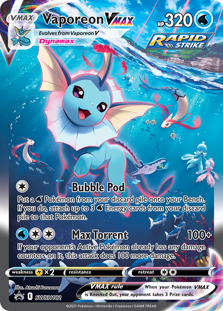 Vaporeon VMAX (SWSH182) (Jumbo Card) [Sword & Shield: Black Star Promos] | Shuffle n Cut Hobbies & Games