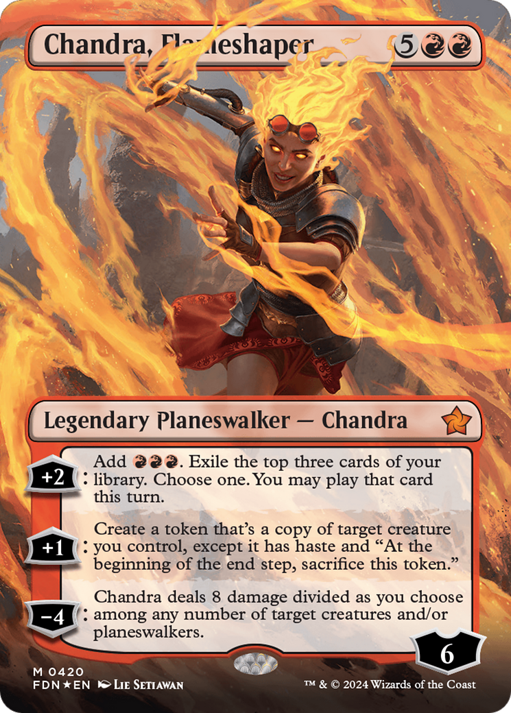 Chandra, Flameshaper (Borderless) (Mana Foil) [Foundations] | Shuffle n Cut Hobbies & Games