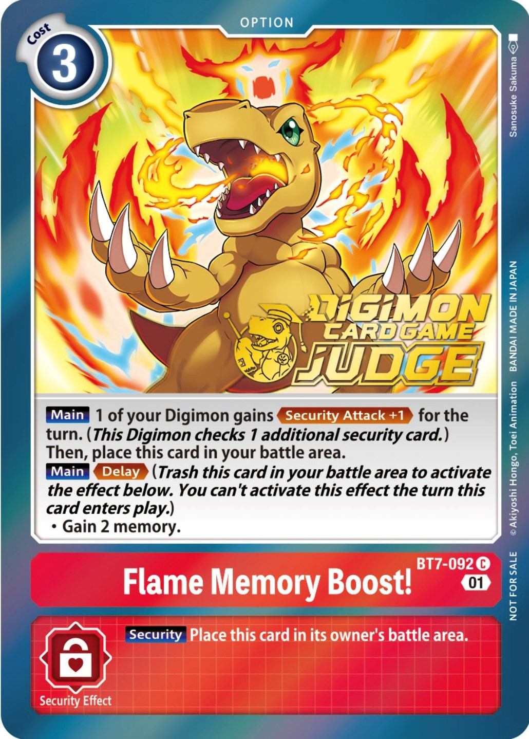 Flame Memory Boost! [BT7-092] (Judge Pack 3) [Next Adventure Promos] | Shuffle n Cut Hobbies & Games