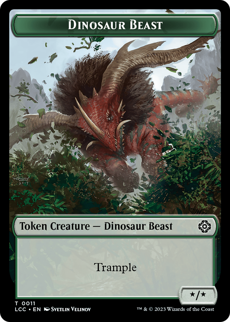 Dinosaur Beast // Dinosaur Double-Sided Token [The Lost Caverns of Ixalan Commander Tokens] | Shuffle n Cut Hobbies & Games