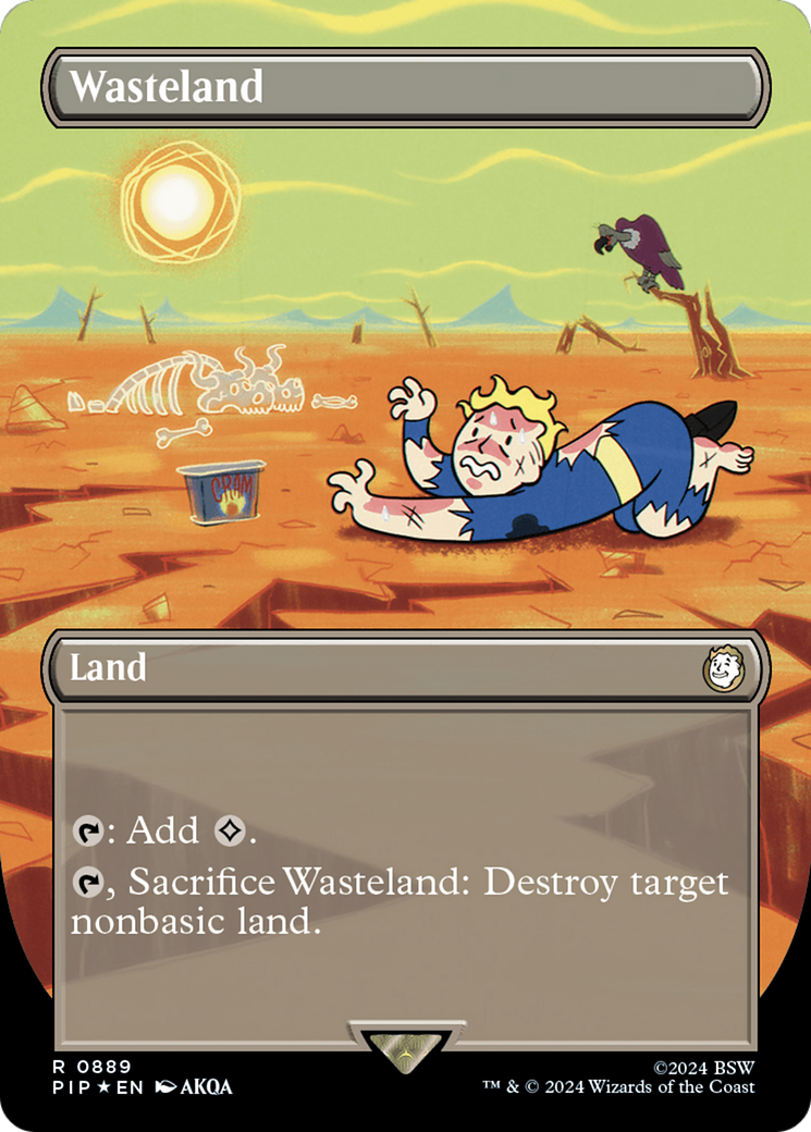 Wasteland (Borderless) (Surge Foil) [Fallout] | Shuffle n Cut Hobbies & Games