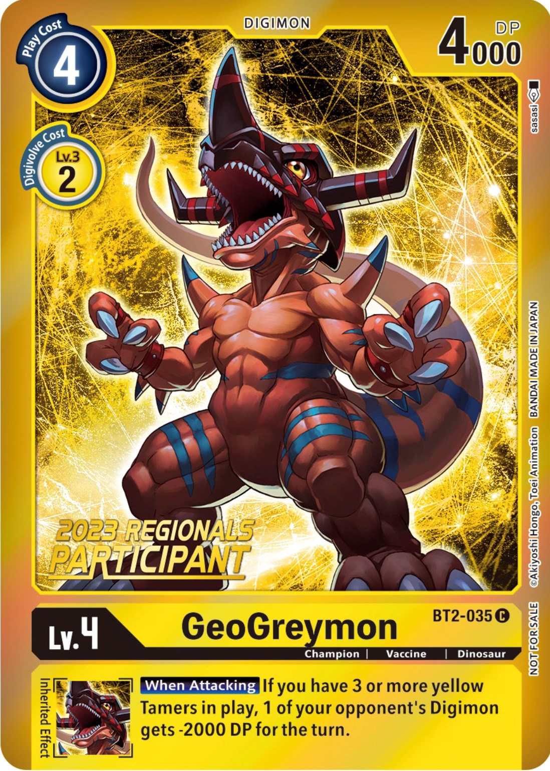 GeoGreymon [BT2-035] (2023 Regionals Participant) [Release Special Booster Promos] | Shuffle n Cut Hobbies & Games