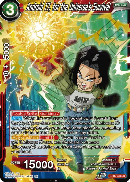 Android 17, for the Universe's Survival (BT16-008) [Realm of the Gods] | Shuffle n Cut Hobbies & Games