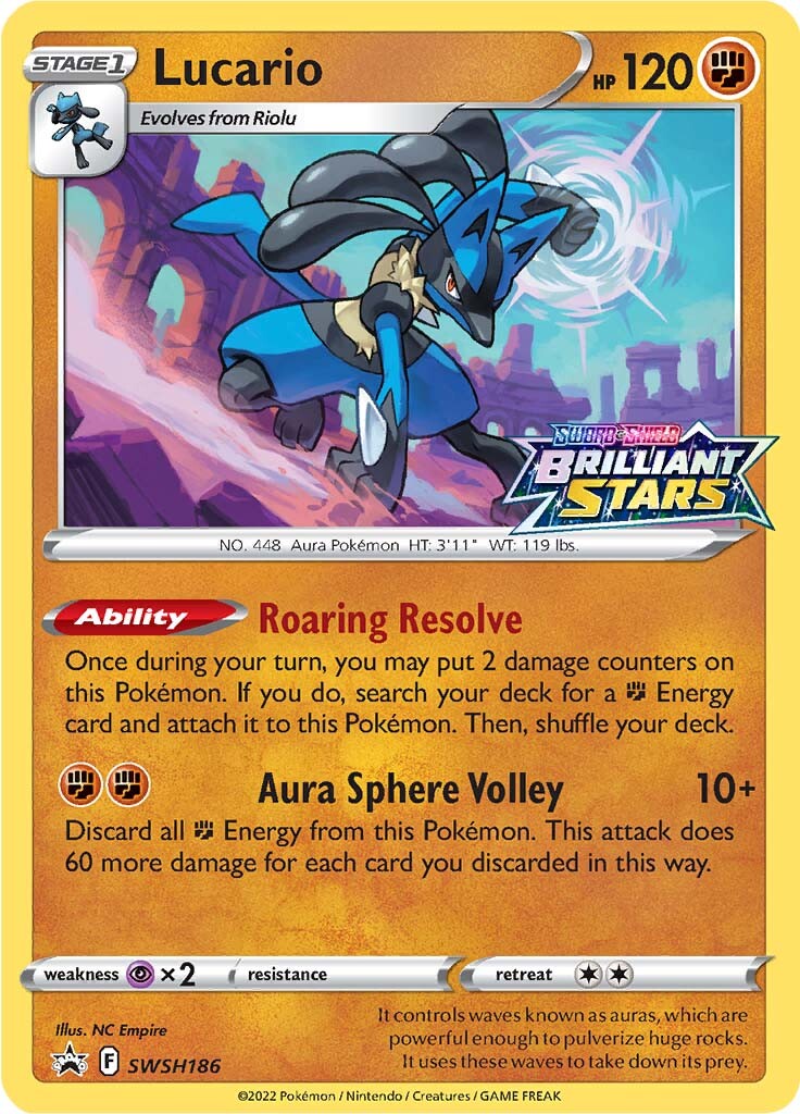 Lucario (SWSH186) (Prerelease Promo) [Sword & Shield: Black Star Promos] | Shuffle n Cut Hobbies & Games