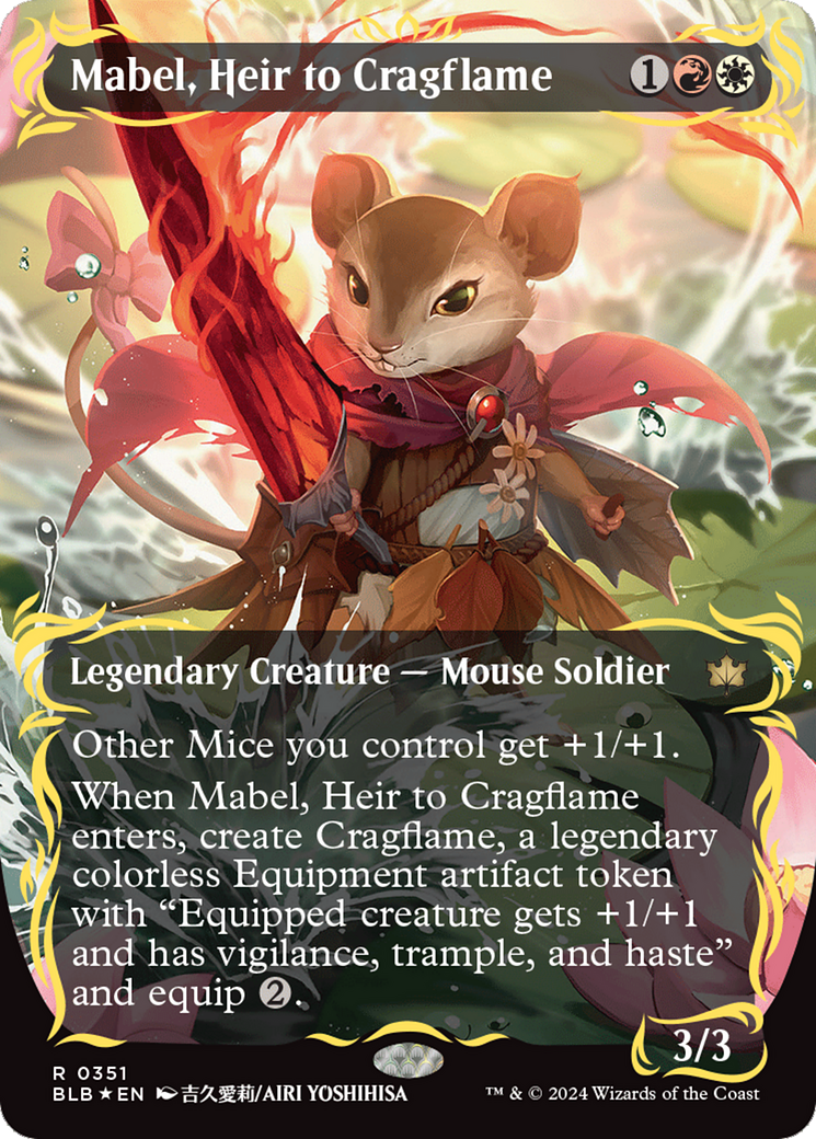 Mabel, Heir to Cragflame (Borderless) (Raised Foil) [Bloomburrow] | Shuffle n Cut Hobbies & Games