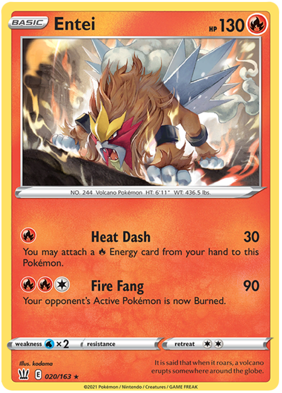 Entei (020/163) [Sword & Shield: Battle Styles] | Shuffle n Cut Hobbies & Games