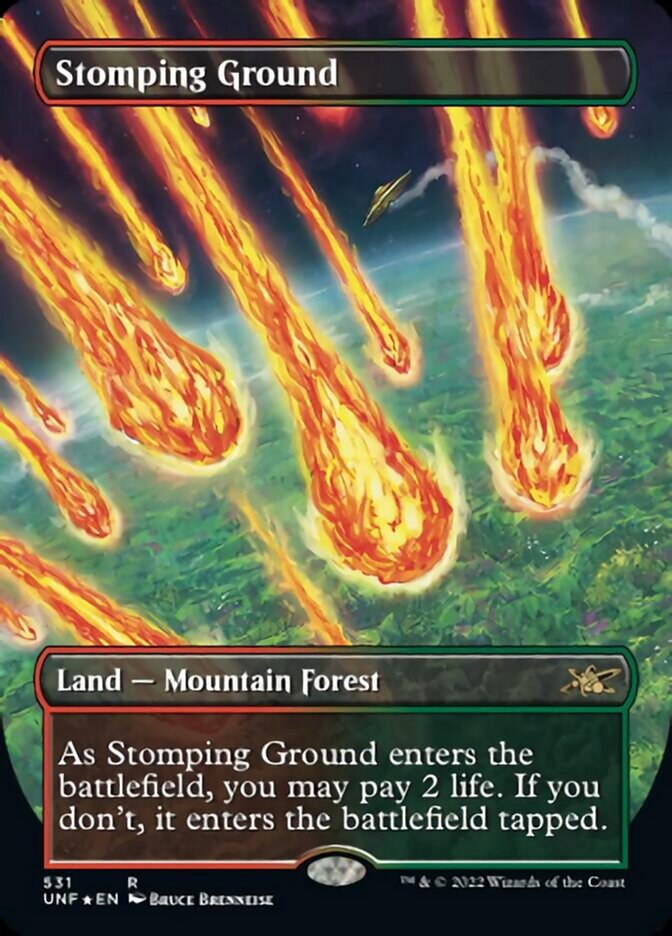 Stomping Ground (Borderless) (Galaxy Foil) [Unfinity] | Shuffle n Cut Hobbies & Games