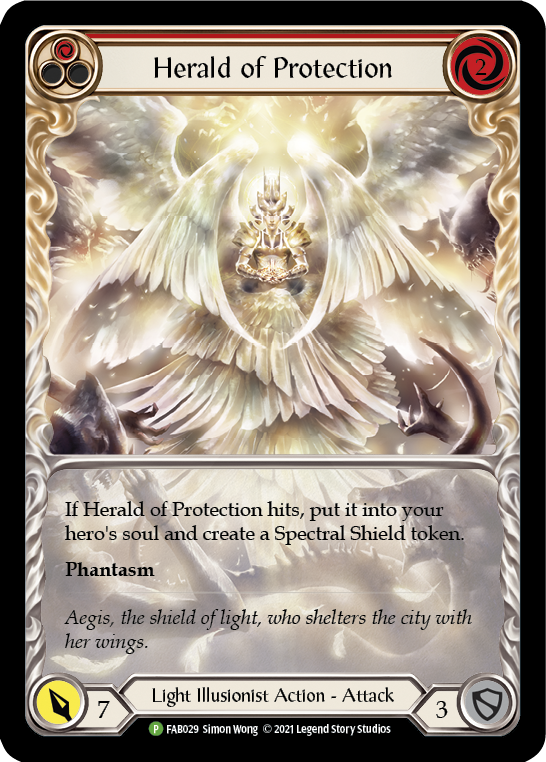 Herald of Protection (Red Extended Art) [FAB029] (Promo)  Rainbow Foil | Shuffle n Cut Hobbies & Games