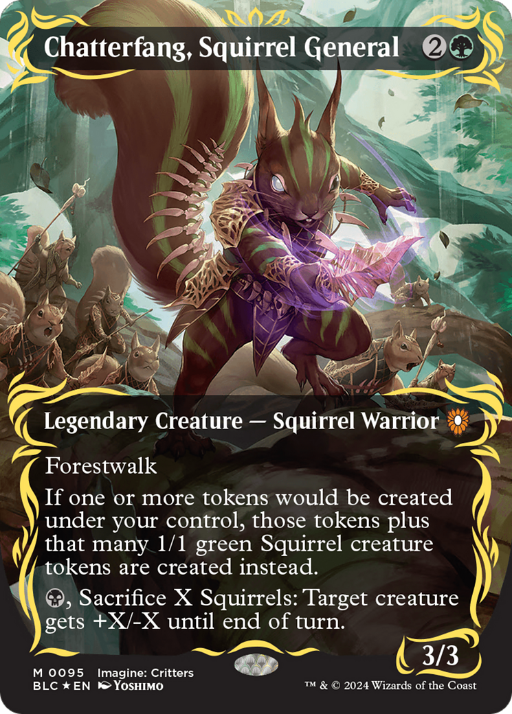 Chatterfang, Squirrel General (Borderless) (Raised Foil) [Bloomburrow Commander] | Shuffle n Cut Hobbies & Games