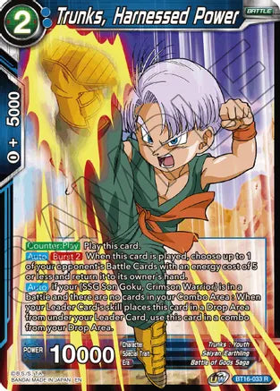 Trunks, Harnessed Power (BT16-033) [Realm of the Gods] | Shuffle n Cut Hobbies & Games