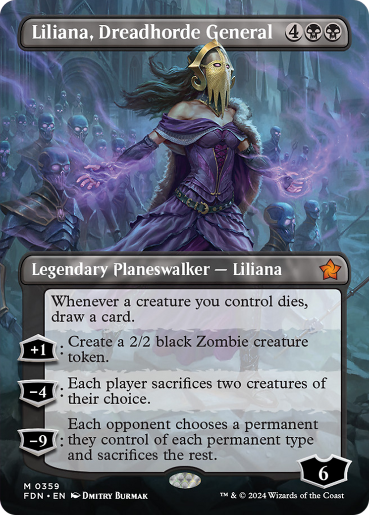 Liliana, Dreadhorde General (Borderless) [Foundations] | Shuffle n Cut Hobbies & Games